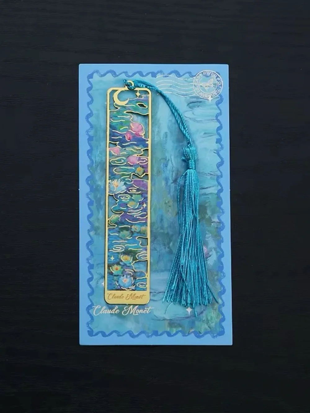 Decorative Floral & Patterned Metal Tassel Bookmark - Blue/Gold/Green